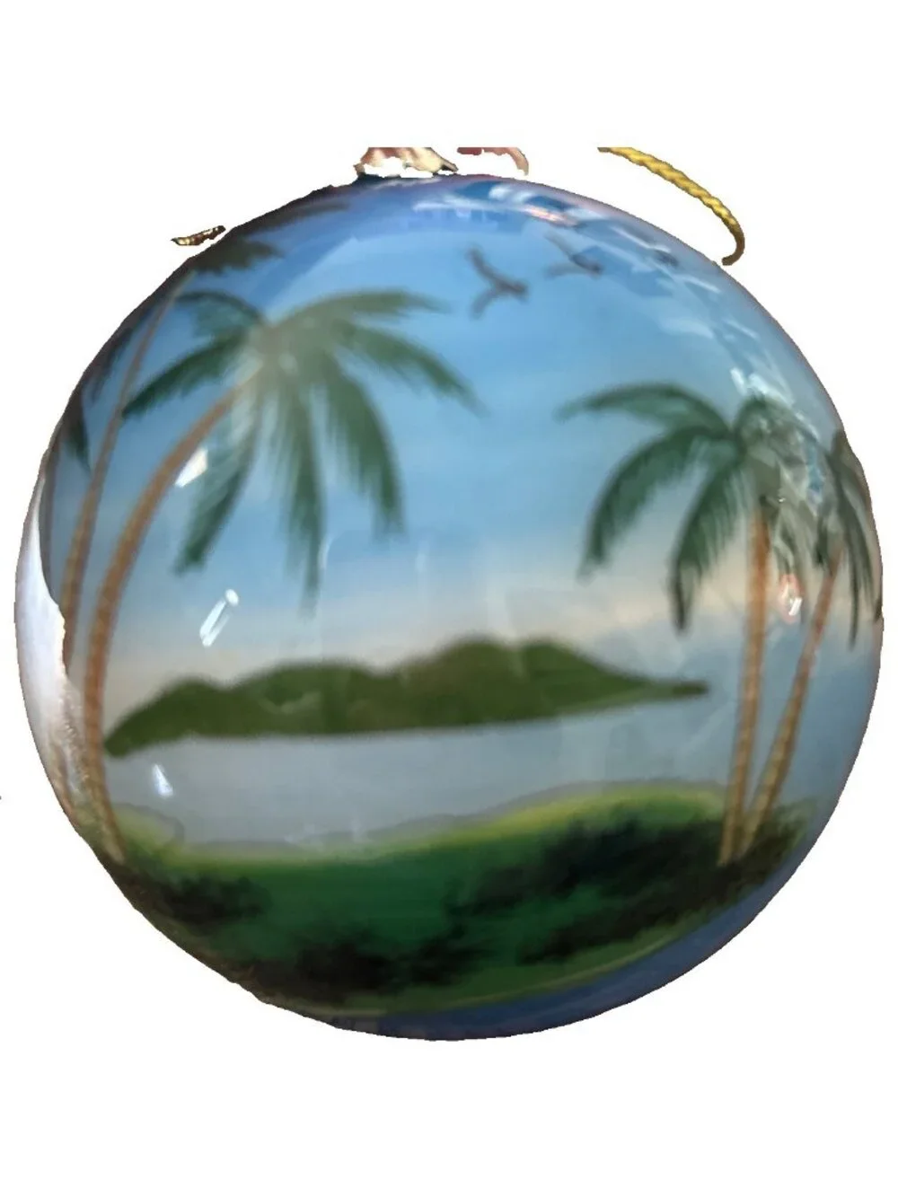 Brown Bag Maui By Design Hand Painted Glass Christmas Ornament “ Hawaii
